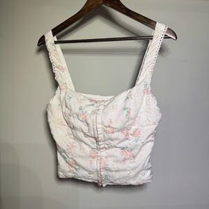 Floral Embroidered White Corset Size Medium